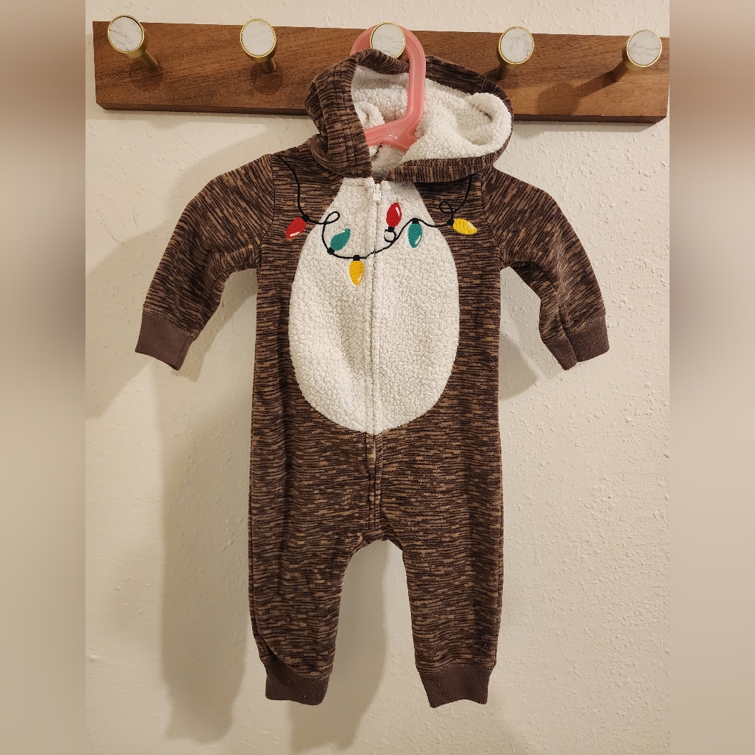 Carter's Brown Festive Hooded Footie